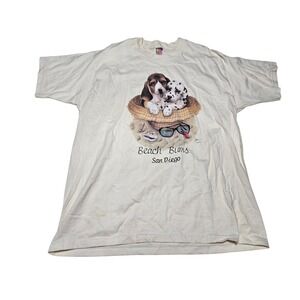 Vintage Beach Bums San Diego Puppy Dog‎ Graphic Tee Men's L FOTL